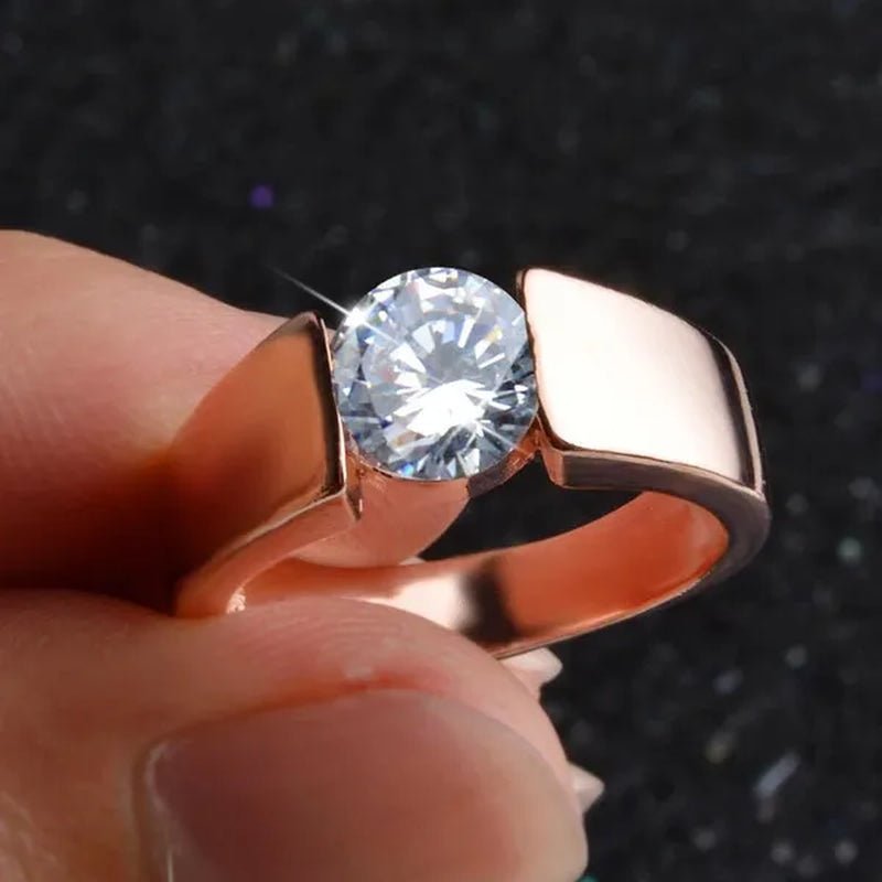 Mens Ring Classic Zircon Rings Bride Wedding Rings Rose Gold Colour Rings Silver Plated Rings Party Gift Rings for Men Finger Jewelry - WORLD TIME VISITS