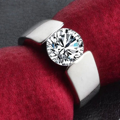 Mens Ring Classic Zircon Rings Bride Wedding Rings Rose Gold Colour Rings Silver Plated Rings Party Gift Rings for Men Finger Jewelry - WORLD TIME VISITS
