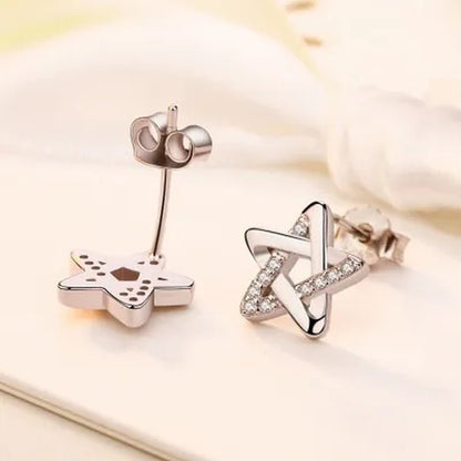 Mini Five - pointed Star Stud Earrings for Women Silver Crystal Diamond Earrings for Gifts Fine Jewelry Brincos - WORLD TIME VISITS