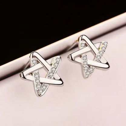 Mini Five - pointed Star Stud Earrings for Women Silver Crystal Diamond Earrings for Gifts Fine Jewelry Brincos - WORLD TIME VISITS