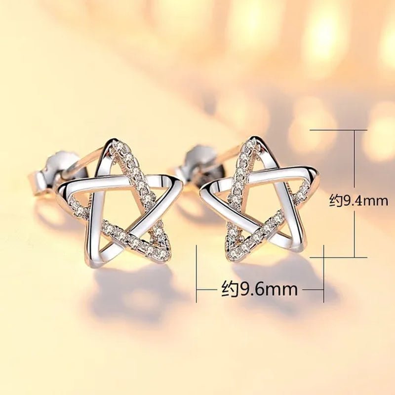 Mini Five - pointed Star Stud Earrings for Women Silver Crystal Diamond Earrings for Gifts Fine Jewelry Brincos - WORLD TIME VISITS