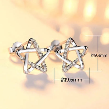 Mini Five - pointed Star Stud Earrings for Women Silver Crystal Diamond Earrings for Gifts Fine Jewelry Brincos - WORLD TIME VISITS