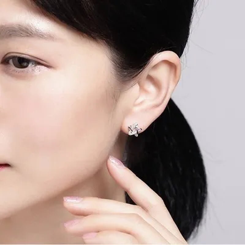 Mini Five - pointed Star Stud Earrings for Women Silver Crystal Diamond Earrings for Gifts Fine Jewelry Brincos - WORLD TIME VISITS