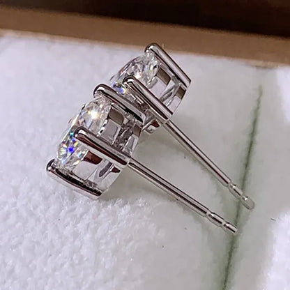 Moissanite Stud Earrings 4 Claws Setting Round Brilliant Cut Diamond Earrings Fine Jewelry for Women Men - WORLD TIME VISITS