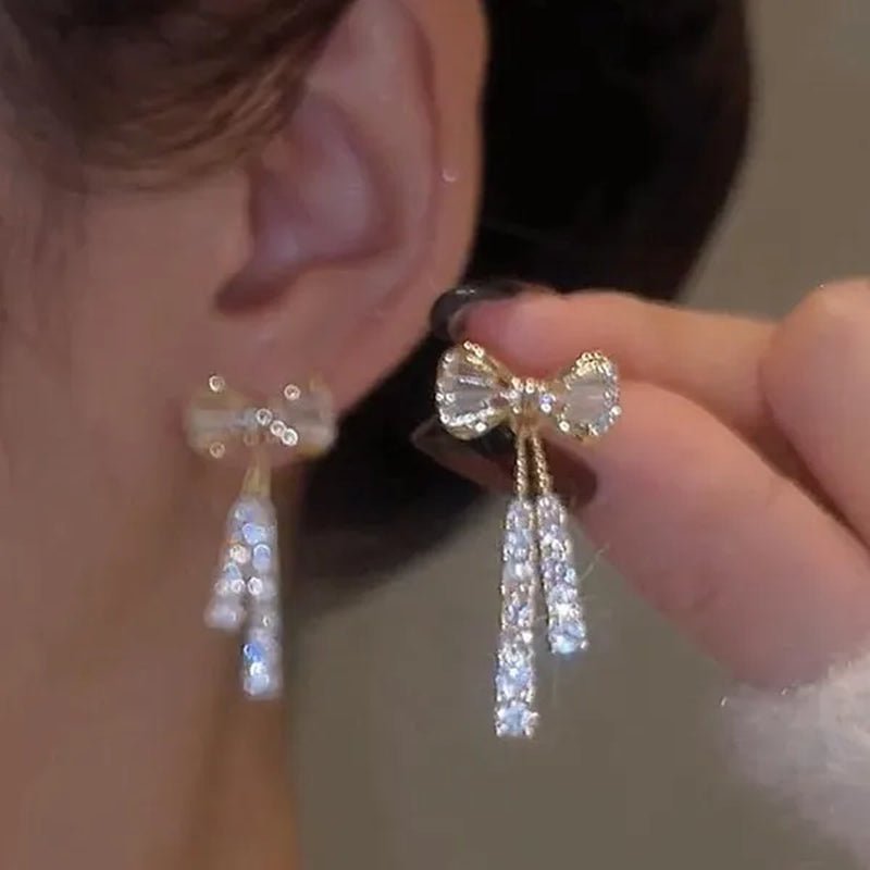 New Crystal Drop Earrings with Bling Bling Cubic Zirconia Temperament Women Earrings High Quality Silver Color Trendy Jewelry - WORLD TIME VISITS