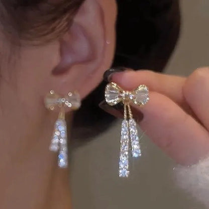 New Crystal Drop Earrings with Bling Bling Cubic Zirconia Temperament Women Earrings High Quality Silver Color Trendy Jewelry - WORLD TIME VISITS