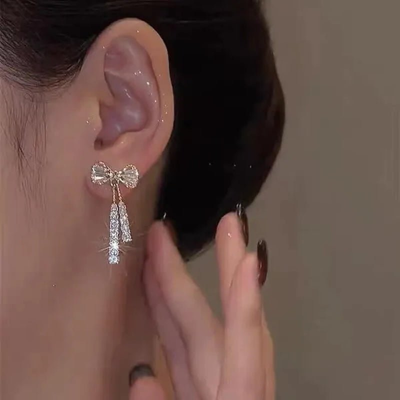 New Crystal Drop Earrings with Bling Bling Cubic Zirconia Temperament Women Earrings High Quality Silver Color Trendy Jewelry - WORLD TIME VISITS