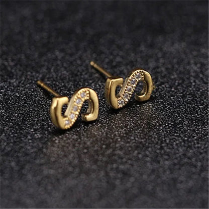 New Diamond Letter Stud Earrings Women Fashion Earrings 26 Letters A - Z - WORLD TIME VISITS