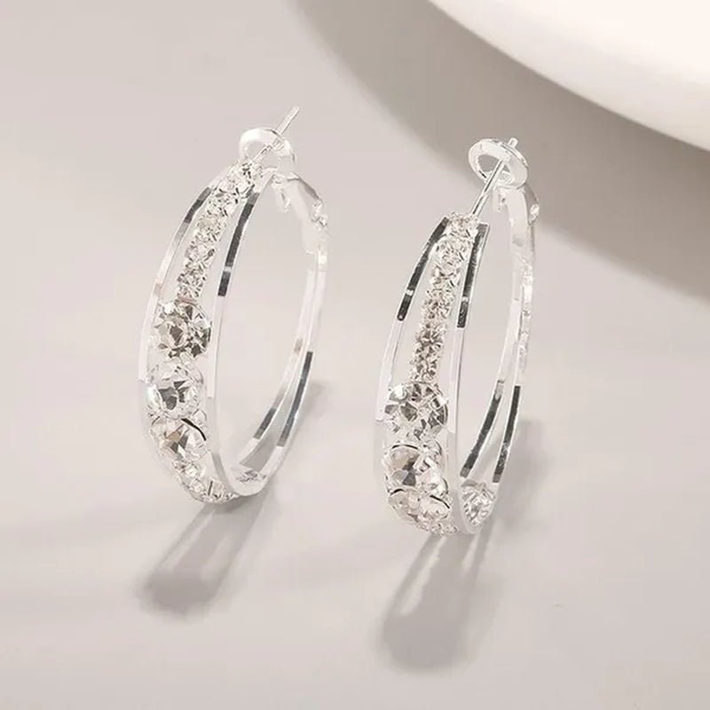 New Exquisite fashion female jewelry Sterling Silver Diamond Earrings romantic Valentine's Day gift engagement Earrings wedding Earrings anniversary women's jewelry - WORLD TIME VISITS