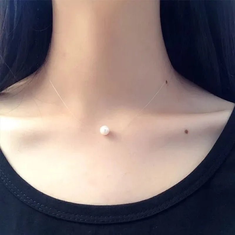 New Fashion Elegant Transparent Invisible Fishing Line Pearl Pendant Necklace - WORLD TIME VISITS