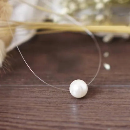 New Fashion Elegant Transparent Invisible Fishing Line Pearl Pendant Necklace - WORLD TIME VISITS