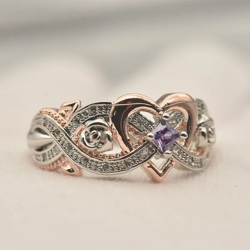 New Rose Princess Square Ring European and American Love Shape Ring Bride Wedding Marriage Ring Size 5 - 11 - WORLD TIME VISITS