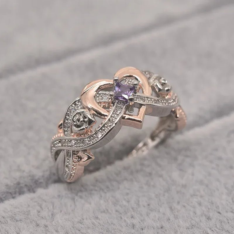 New Rose Princess Square Ring European and American Love Shape Ring Bride Wedding Marriage Ring Size 5 - 11 - WORLD TIME VISITS