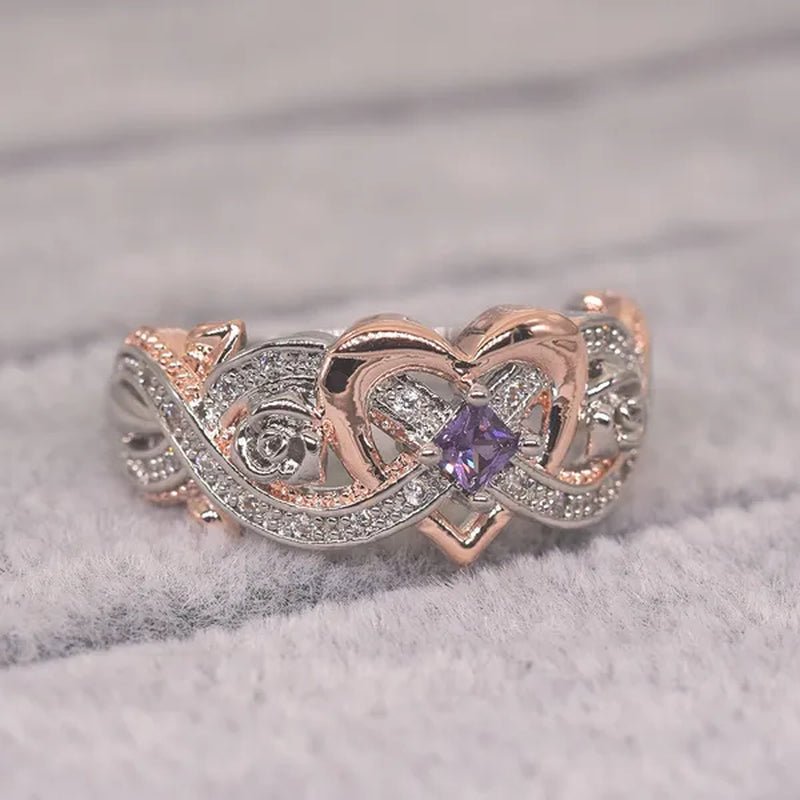 New Rose Princess Square Ring European and American Love Shape Ring Bride Wedding Marriage Ring Size 5 - 11 - WORLD TIME VISITS