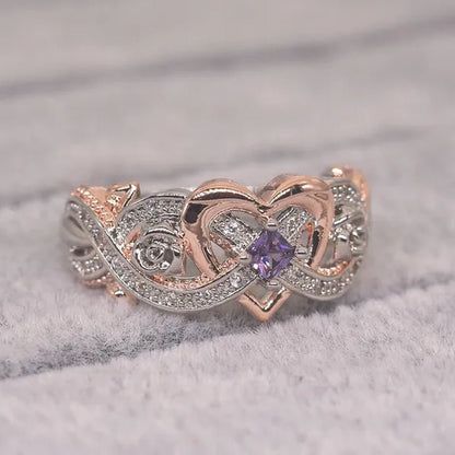 New Rose Princess Square Ring European and American Love Shape Ring Bride Wedding Marriage Ring Size 5 - 11 - WORLD TIME VISITS