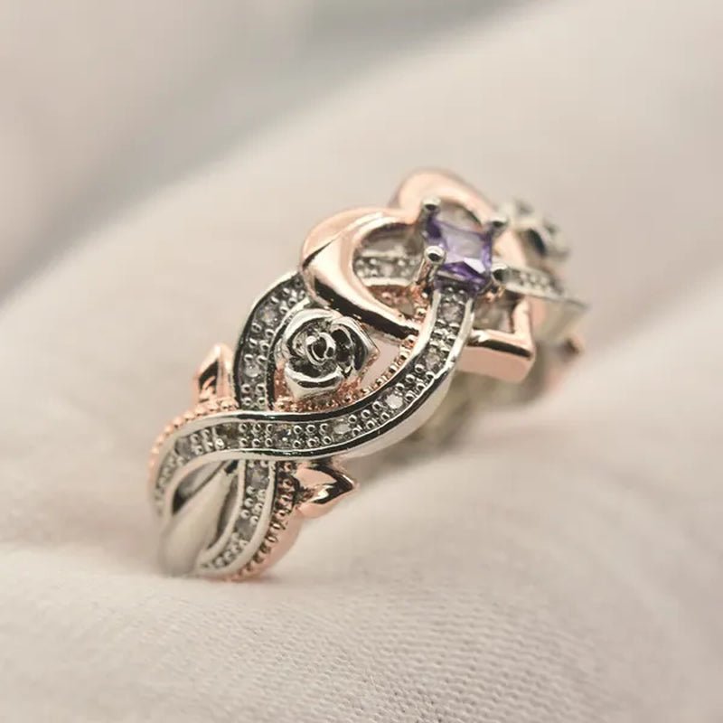 New Rose Princess Square Ring European and American Love Shape Ring Bride Wedding Marriage Ring Size 5 - 11 - WORLD TIME VISITS