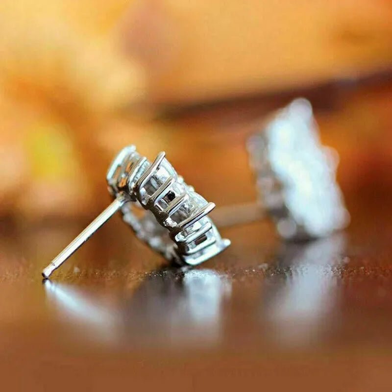 New Silver Marquise Cut Lab Diamond Snowflake Stud Earrings for Women Girls Christmas Gift Party Bridal Proposal Earring Jewelry - WORLD TIME VISITS