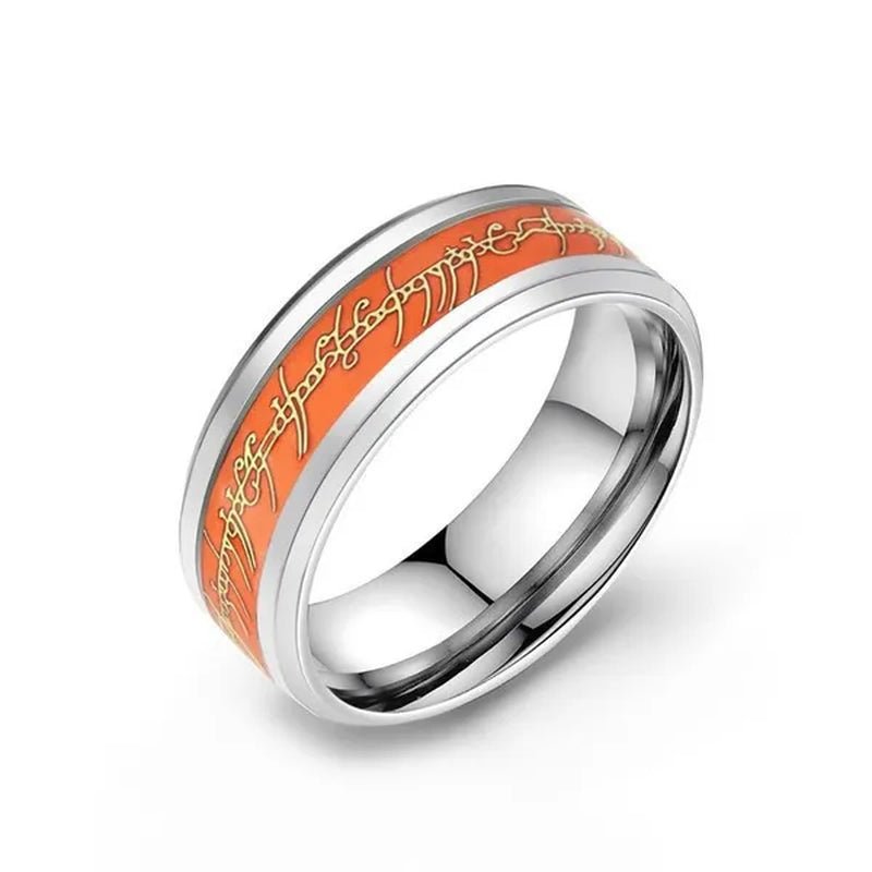 New Stainless Steel Glow In the Dark Lord of Ring for Men Blue Yellow Luminous Wedding Ring Male Jewelry Gift 8mm - WORLD TIME VISITS