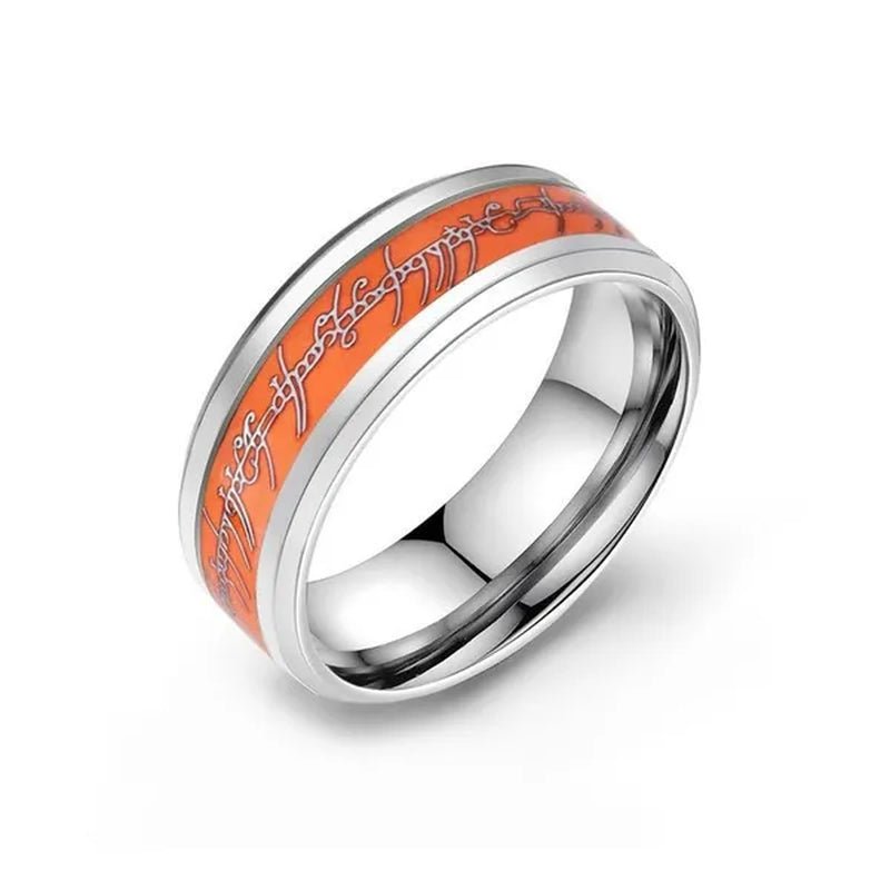 New Stainless Steel Glow In the Dark Lord of Ring for Men Blue Yellow Luminous Wedding Ring Male Jewelry Gift 8mm - WORLD TIME VISITS