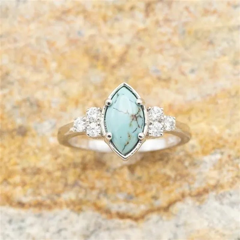 Newest 3Pcs/Set Women'S 18 K Gold Multilayer Hollow Turquoise Ring Band Exquisite Moissanite Engagement Wedding Rings Ethnic Anniversary Birthday Christmas Gift Jewelry - WORLD TIME VISITS