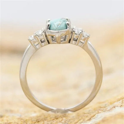 Newest 3Pcs/Set Women'S 18 K Gold Multilayer Hollow Turquoise Ring Band Exquisite Moissanite Engagement Wedding Rings Ethnic Anniversary Birthday Christmas Gift Jewelry - WORLD TIME VISITS
