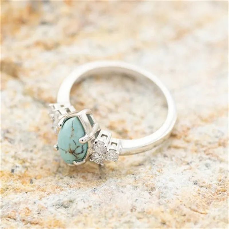 Newest 3Pcs/Set Women'S 18 K Gold Multilayer Hollow Turquoise Ring Band Exquisite Moissanite Engagement Wedding Rings Ethnic Anniversary Birthday Christmas Gift Jewelry - WORLD TIME VISITS