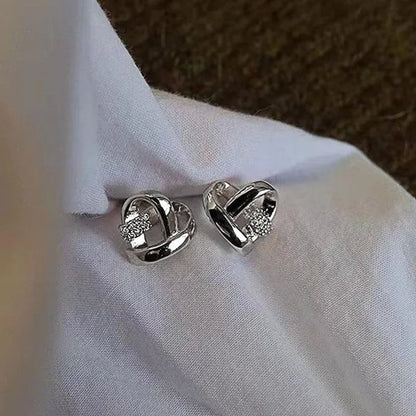 Personality Fashion Heart Knot Diamond Gold Stud Earrings for Women Daily Casual Statement Jewelry - WORLD TIME VISITS