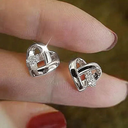Personality Fashion Heart Knot Diamond Gold Stud Earrings for Women Daily Casual Statement Jewelry - WORLD TIME VISITS