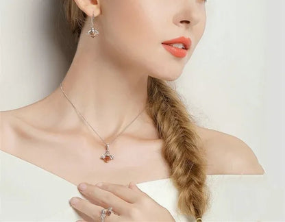 Popular Elegant Bee Design Gemstone Topaz Pendant Necklace/Earring/Ring/Bracelet 925 Silver Jewelry Set Mother's Day Gifts - WORLD TIME VISITS