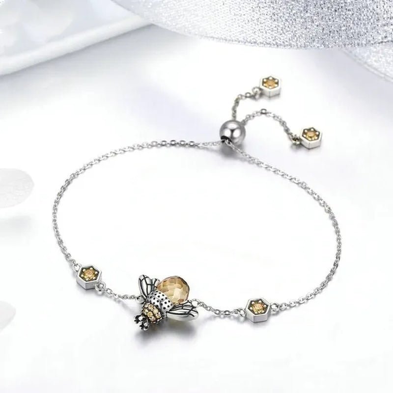 Popular Elegant Bee Design Gemstone Topaz Pendant Necklace/Earring/Ring/Bracelet 925 Silver Jewelry Set Mother's Day Gifts - WORLD TIME VISITS