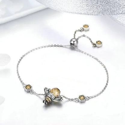 Popular Elegant Bee Design Gemstone Topaz Pendant Necklace/Earring/Ring/Bracelet 925 Silver Jewelry Set Mother's Day Gifts - WORLD TIME VISITS