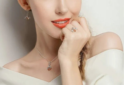 Popular Elegant Bee Design Gemstone Topaz Pendant Necklace/Earring/Ring/Bracelet 925 Silver Jewelry Set Mother's Day Gifts - WORLD TIME VISITS