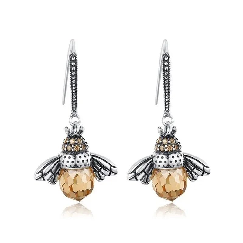 Popular Elegant Bee Design Gemstone Topaz Pendant Necklace/Earring/Ring/Bracelet 925 Silver Jewelry Set Mother's Day Gifts - WORLD TIME VISITS