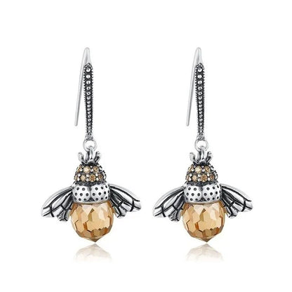Popular Elegant Bee Design Gemstone Topaz Pendant Necklace/Earring/Ring/Bracelet 925 Silver Jewelry Set Mother's Day Gifts - WORLD TIME VISITS