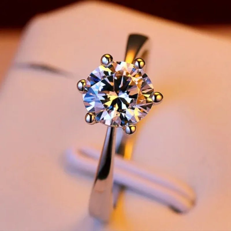Princess 925 Silver Six Claw Ring Dainty Jewelry round White AAA CZ Diamond Earrings Ear Studs Wedding Gifts - WORLD TIME VISITS