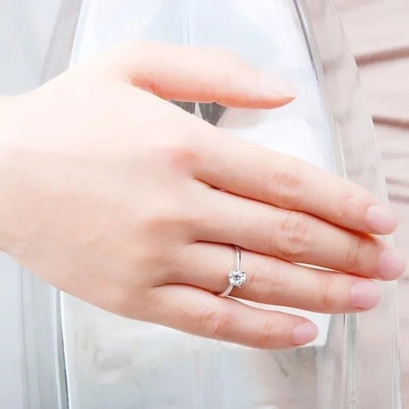 Princess 925 Silver Six Claw Ring Dainty Jewelry round White AAA CZ Diamond Earrings Ear Studs Wedding Gifts - WORLD TIME VISITS