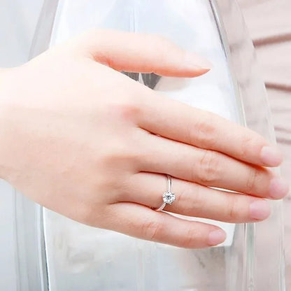 Princess 925 Silver Six Claw Ring Dainty Jewelry round White AAA CZ Diamond Earrings Ear Studs Wedding Gifts - WORLD TIME VISITS