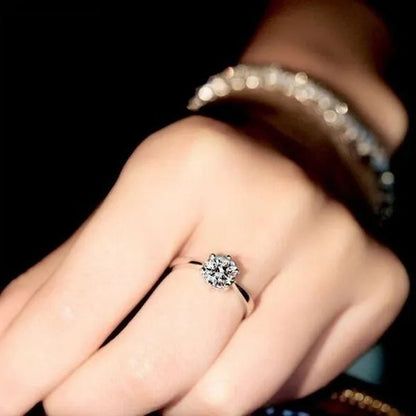 Princess 925 Silver Six Claw Ring Dainty Jewelry round White AAA CZ Diamond Earrings Ear Studs Wedding Gifts - WORLD TIME VISITS