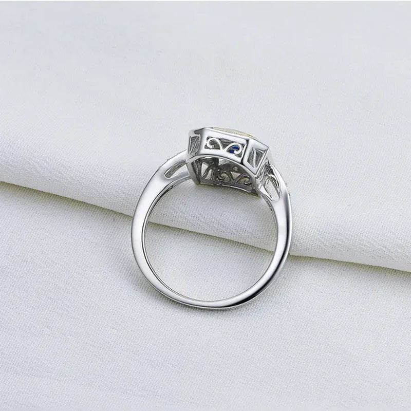 Princess Blue Sapphire White CZ 925 Sterling Silver Yellow Gemstone Ring Sz 5 - 10 - WORLD TIME VISITS