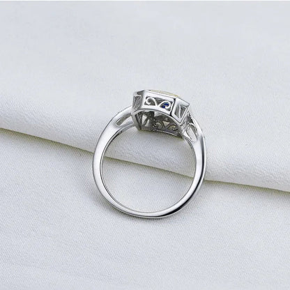 Princess Blue Sapphire White CZ 925 Sterling Silver Yellow Gemstone Ring Sz 5 - 10 - WORLD TIME VISITS
