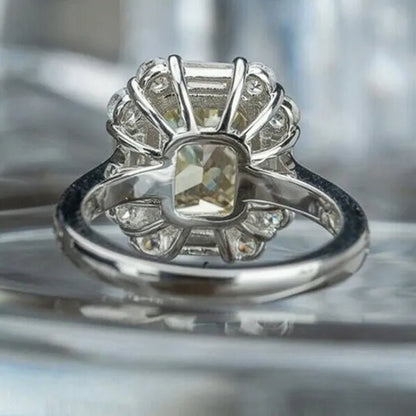 Princess Square Cut Citrine Vice Stone Lab Diamond Silver Plated Women Ring Bridal Romantic Wedding Fine Jewelry - WORLD TIME VISITS