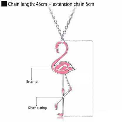Romantic Elegant Engagement Wedding Linkchain Animal Shape Flamingo Pendant Necklace - WORLD TIME VISITS