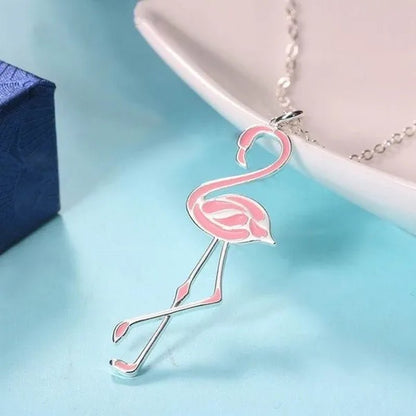 Romantic Elegant Engagement Wedding Linkchain Animal Shape Flamingo Pendant Necklace - WORLD TIME VISITS