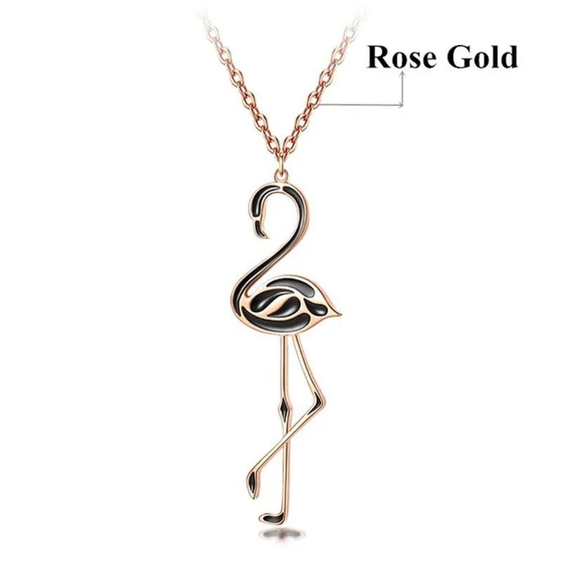 Romantic Elegant Engagement Wedding Linkchain Animal Shape Flamingo Pendant Necklace - WORLD TIME VISITS