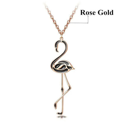 Romantic Elegant Engagement Wedding Linkchain Animal Shape Flamingo Pendant Necklace - WORLD TIME VISITS