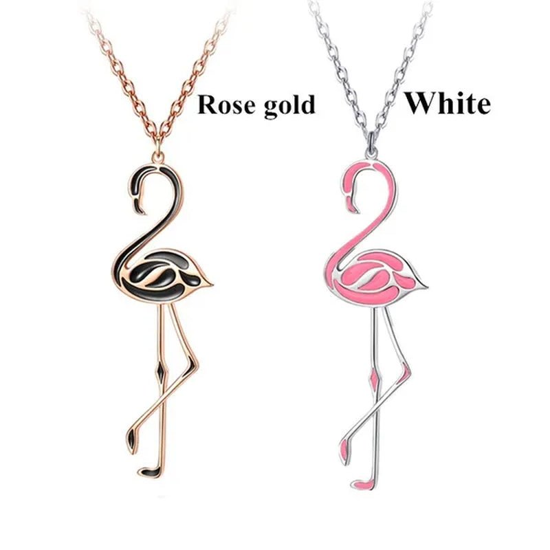 Romantic Elegant Engagement Wedding Linkchain Animal Shape Flamingo Pendant Necklace - WORLD TIME VISITS