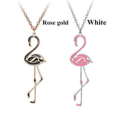 Romantic Elegant Engagement Wedding Linkchain Animal Shape Flamingo Pendant Necklace - WORLD TIME VISITS