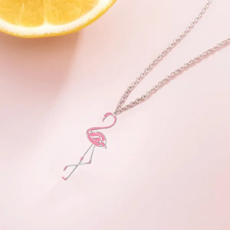 Romantic Elegant Engagement Wedding Linkchain Animal Shape Flamingo Pendant Necklace - WORLD TIME VISITS