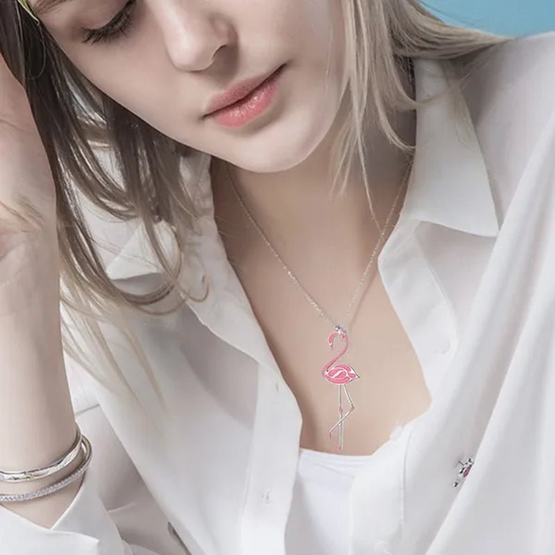 Romantic Elegant Engagement Wedding Linkchain Animal Shape Flamingo Pendant Necklace - WORLD TIME VISITS