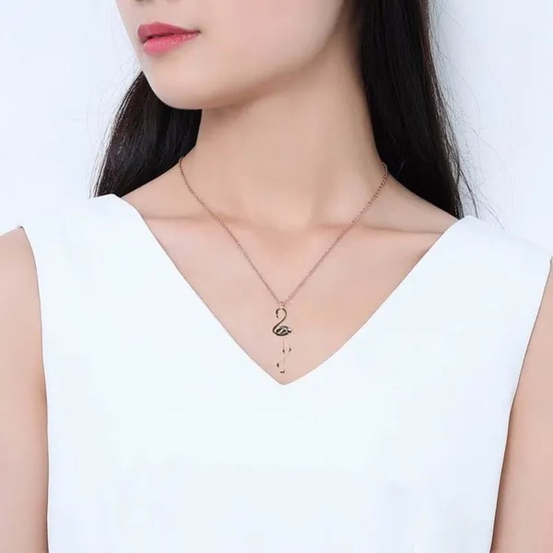 Romantic Elegant Engagement Wedding Linkchain Animal Shape Flamingo Pendant Necklace - WORLD TIME VISITS